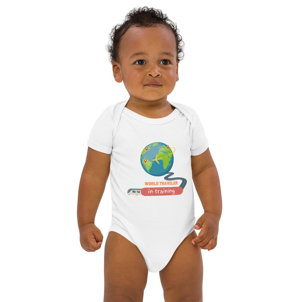 World Traveler (in Training) Organic Cotton Baby Bodysuit - Artwork by Lili