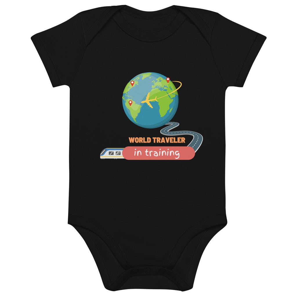 World Traveler (in Training) Organic Cotton Baby Bodysuit - Artwork by Lili