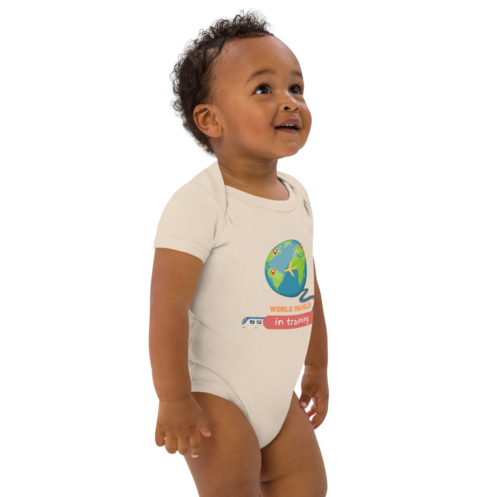 World Traveler (in Training) Organic Cotton Baby Bodysuit - Artwork by Lili